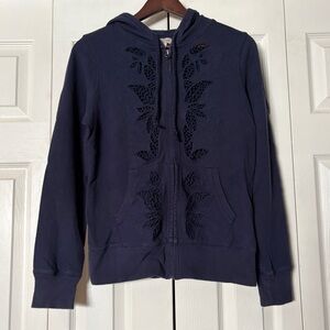 Lucky Brand Cutout Zip Hoodie
